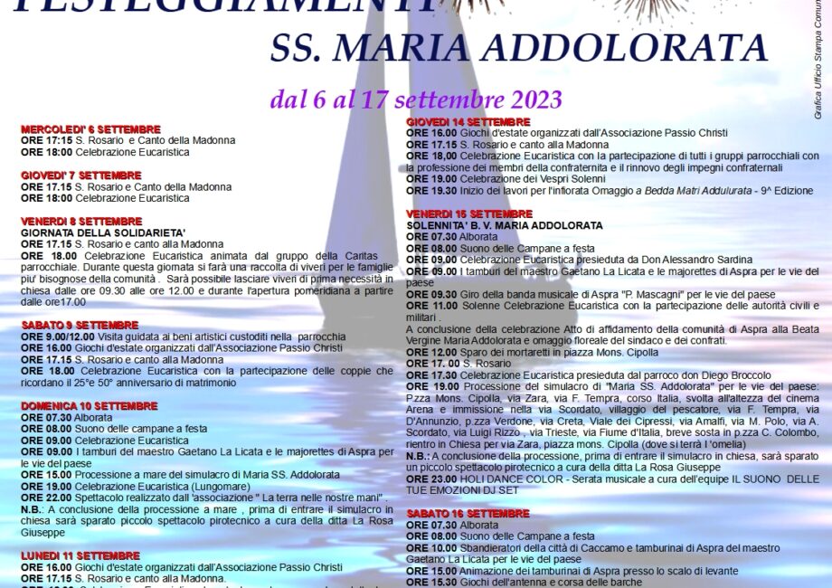 Festa Maria SS. Addolorata Aspra – spettacolare festa con fuochi d’artificio (Bagheria)